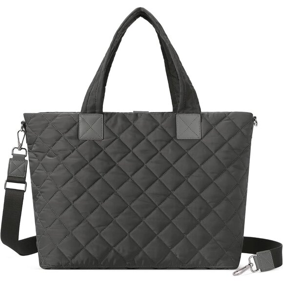 Stylish Nylon Tote Bag with Faux Leather Handles - Perfect for Gym & Travel - Picture 7 of 7